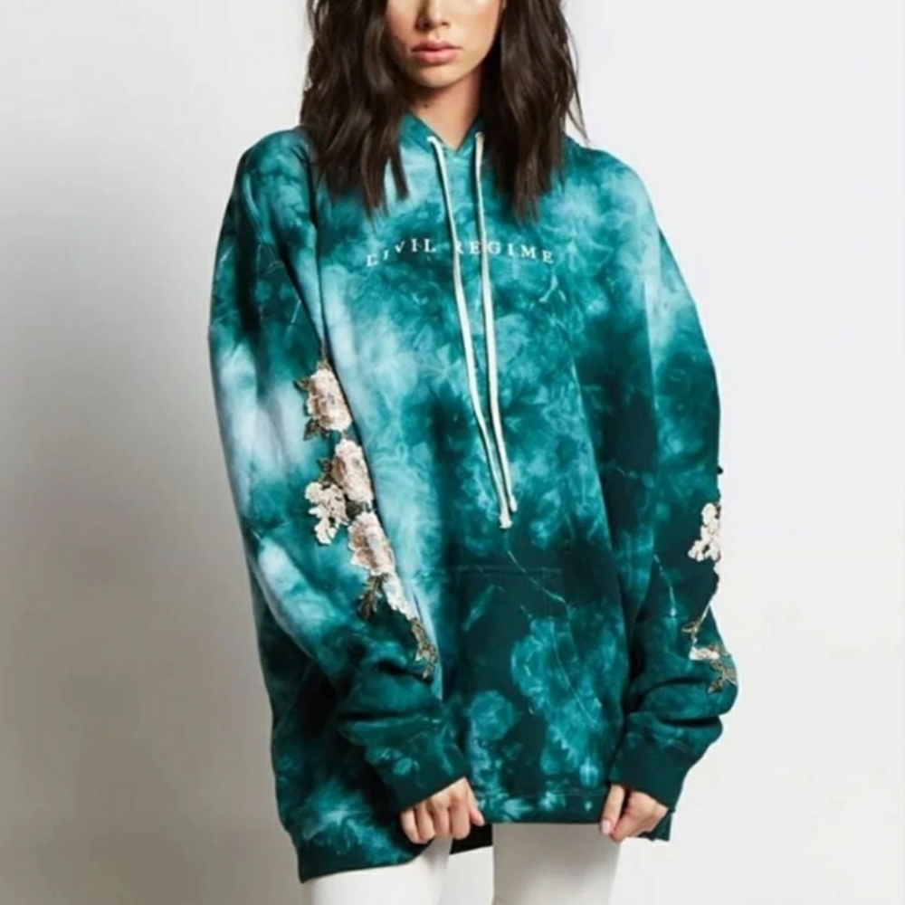 Civil Regime Blanco Roses Hoodie Sz L